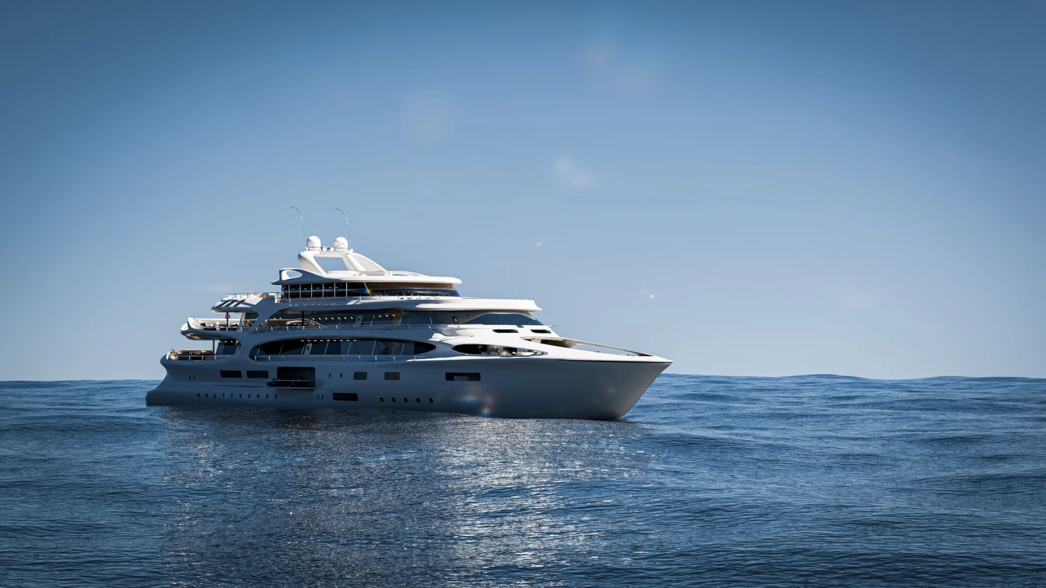 Superyacht Prestige 40 en pleine mer